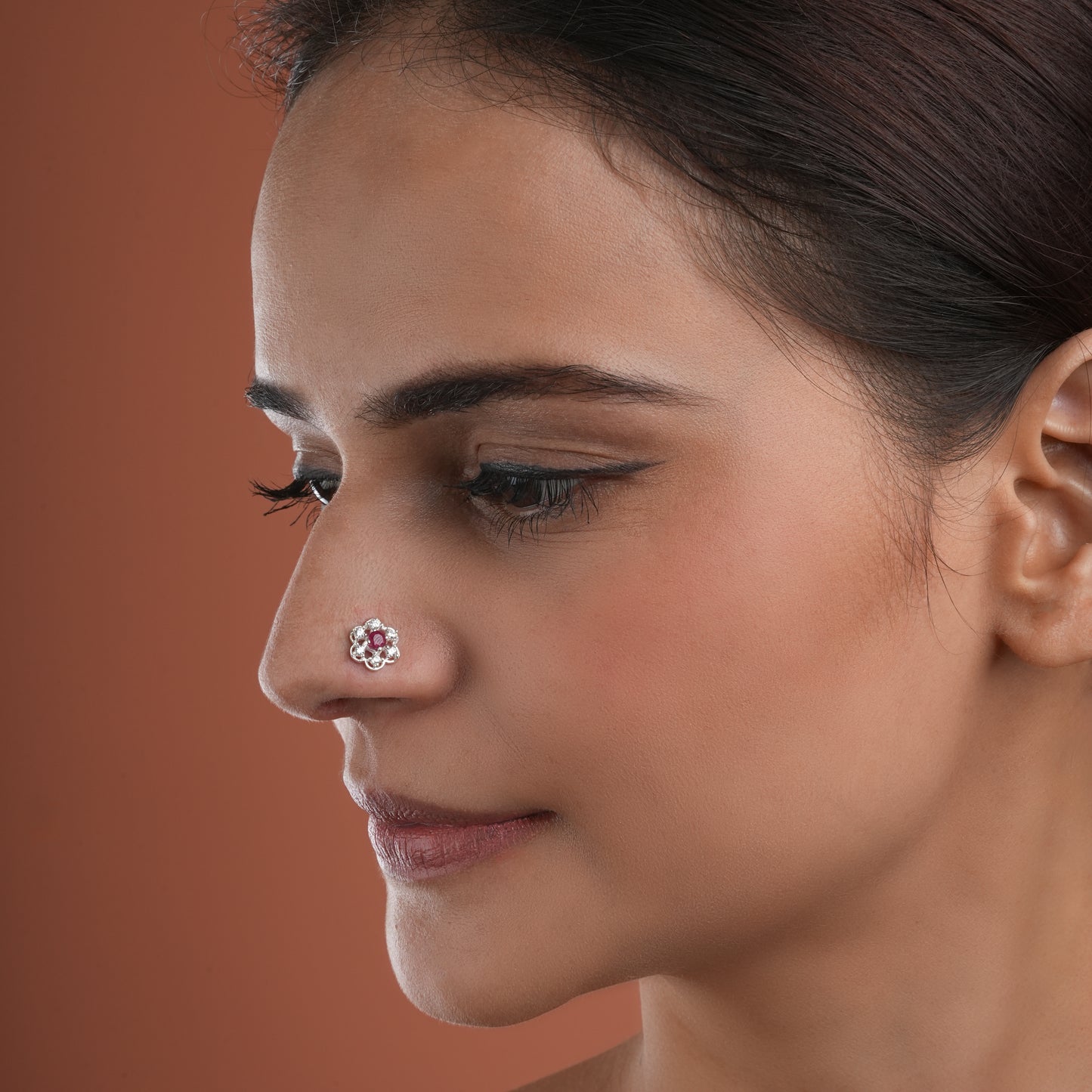 Parijat Silver Nose Pin