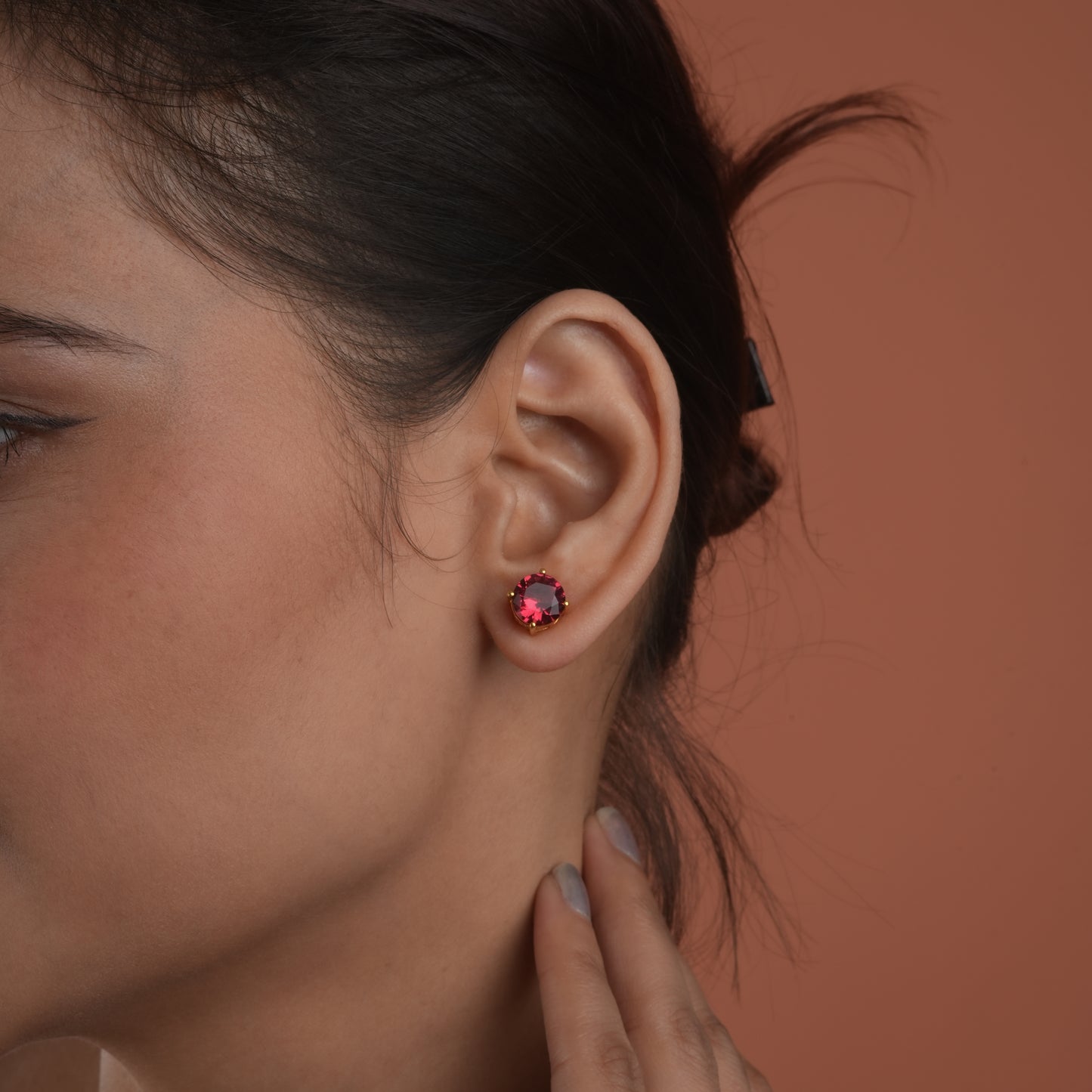 Red Wine Ruby Studs
