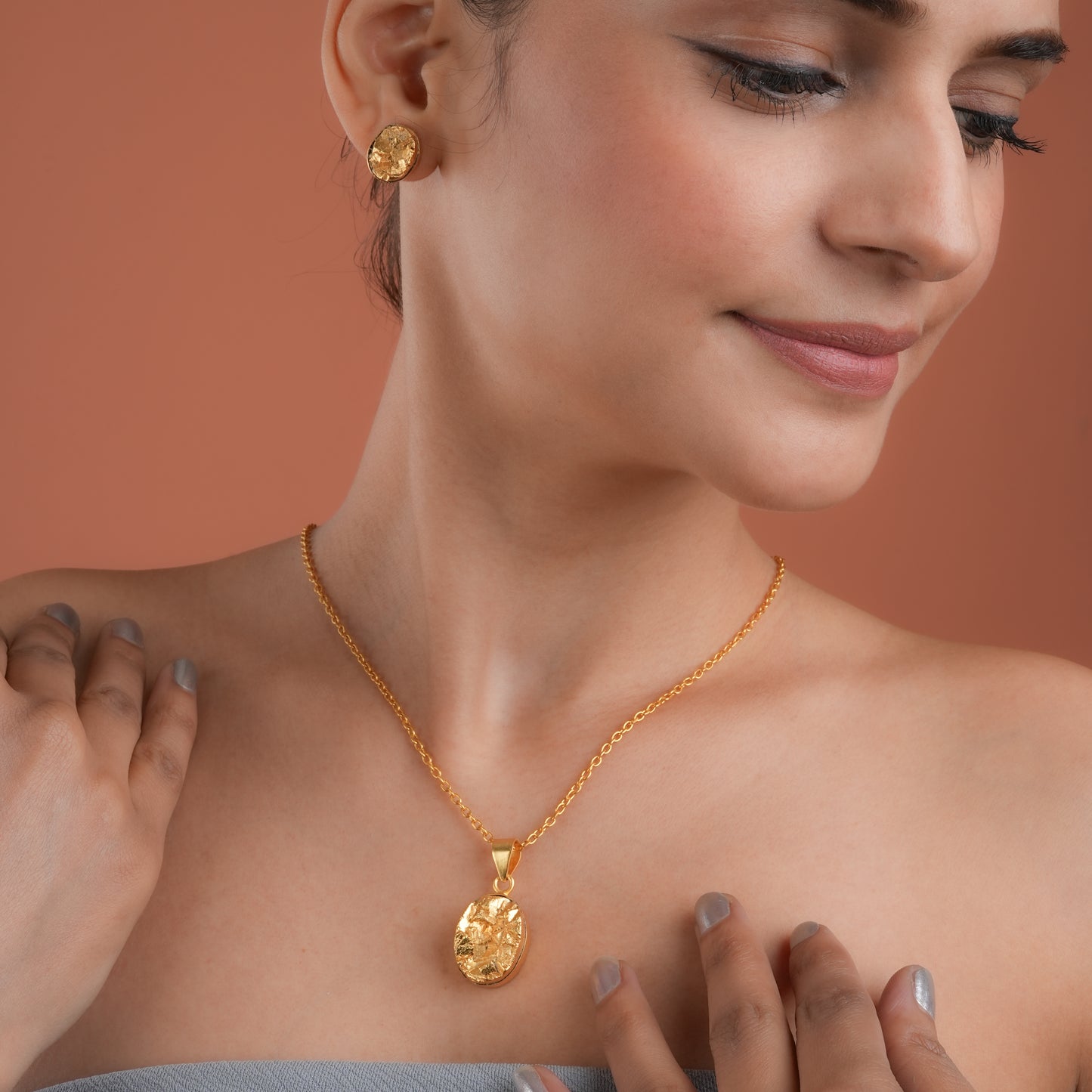 Gold Dipped Pyrite Necklace