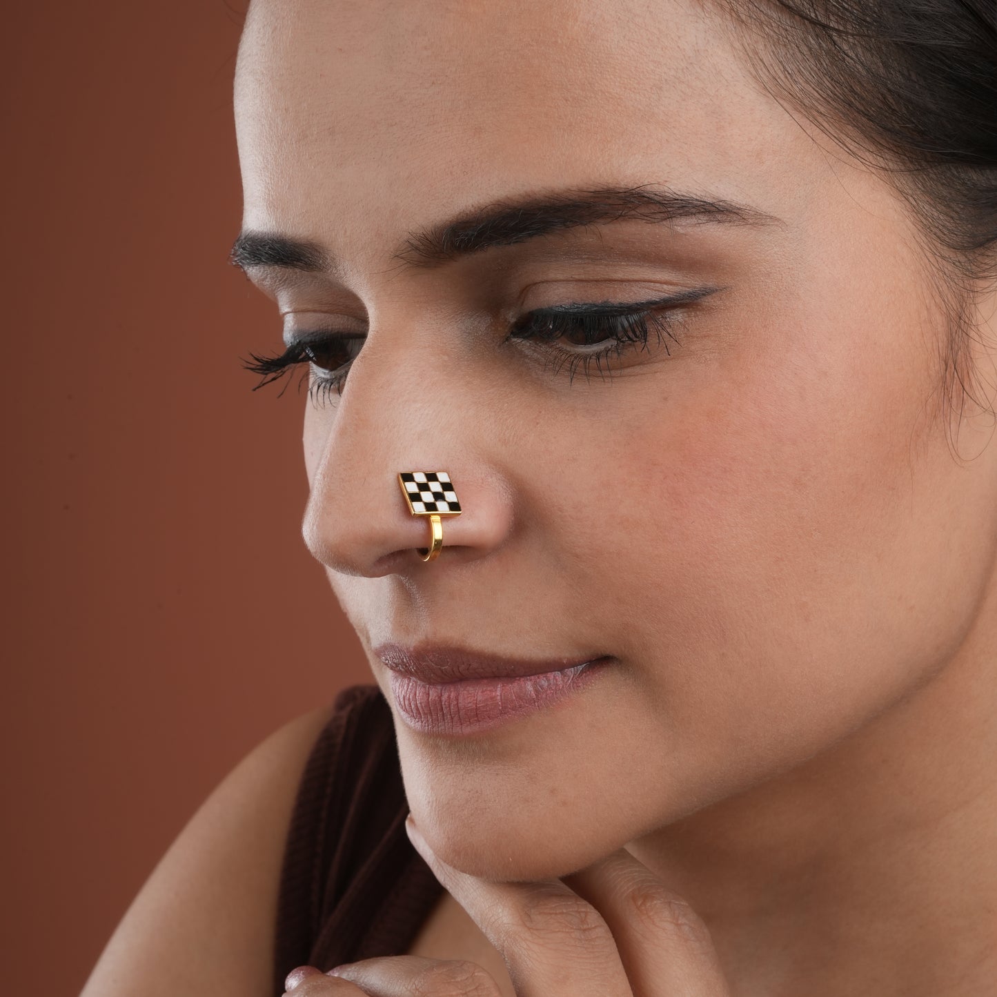 Checkmate Gold Plated Silver Clip-On Nose Pin