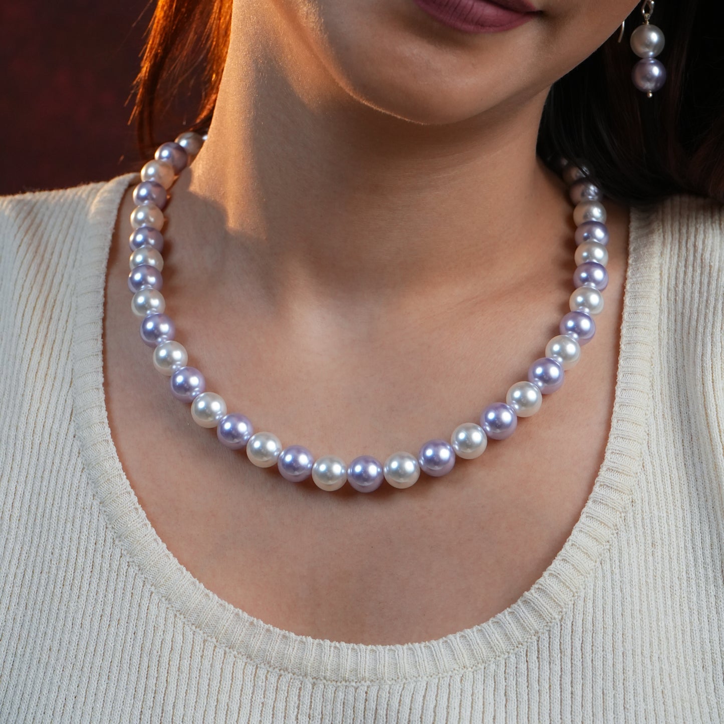 Lavender Romance Pearl Necklace Set