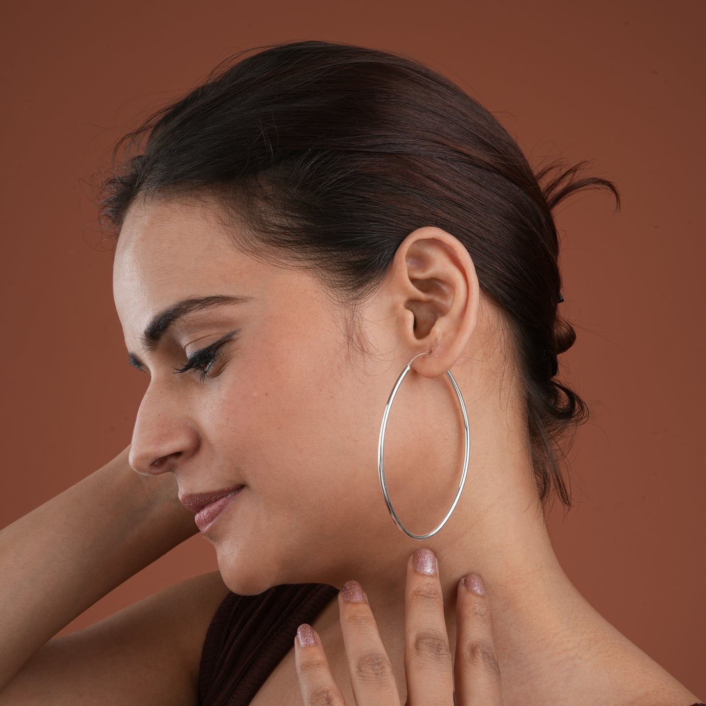 Oval Silver Hoops(6.5cm)