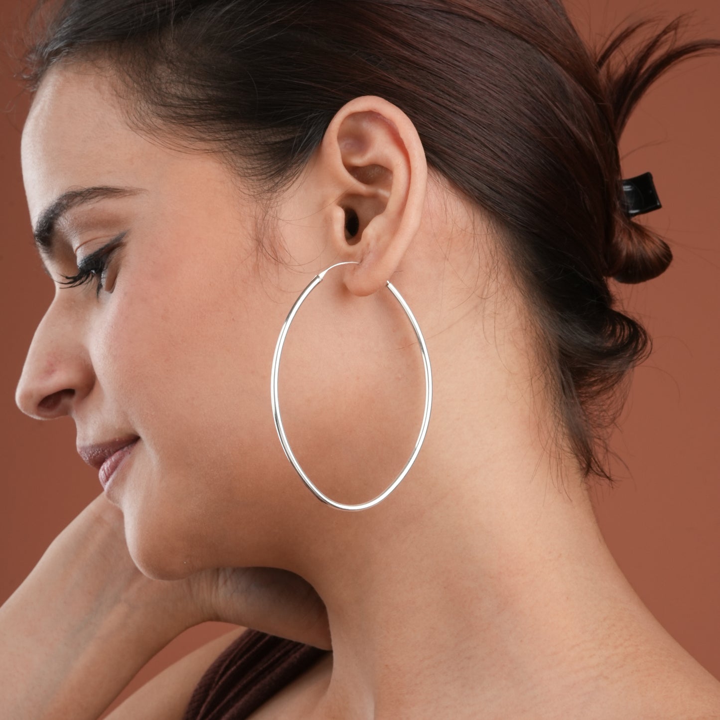 Oval Silver Hoops(6.5cm)