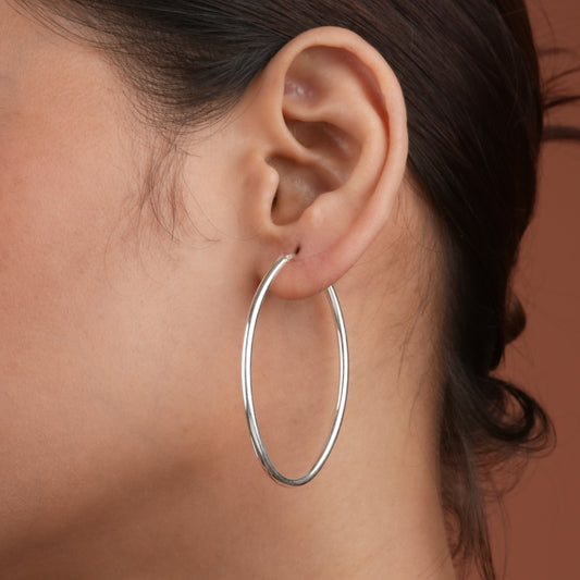 Silver Oval Hoops( Length 45mm )