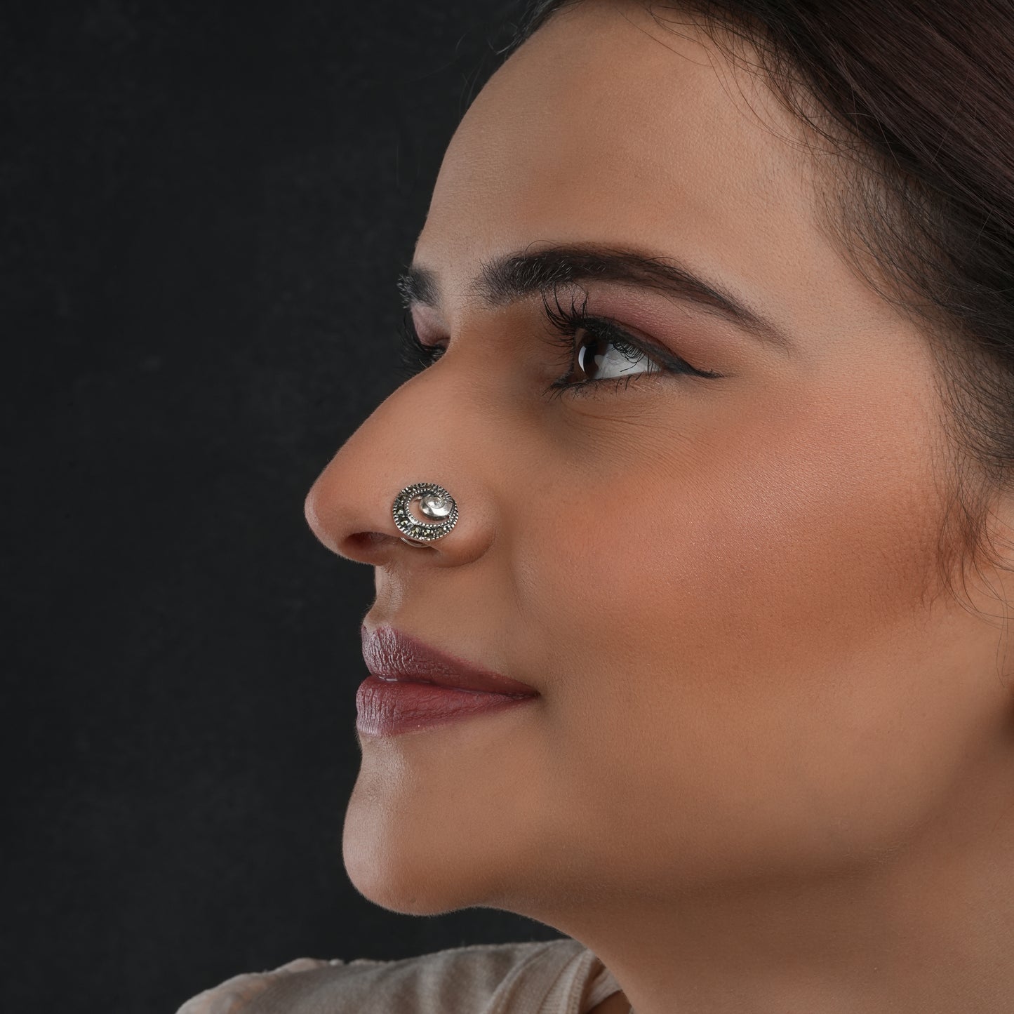 Galaxy Marcasite Silver Nose Pin