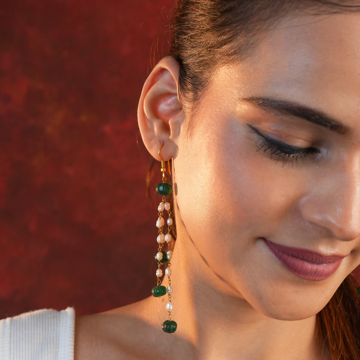 Serene Green Mist Pearl Earrings
