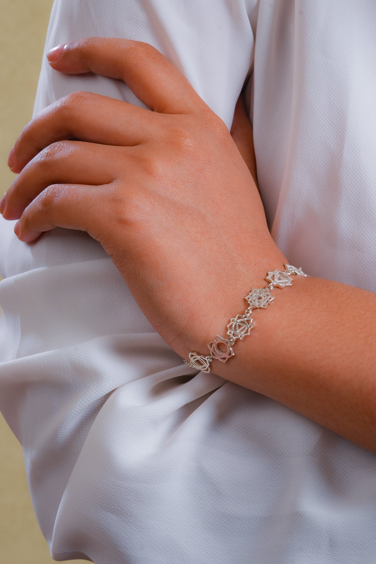 Minimalist Seven Chakra Energy Silver Bracelet