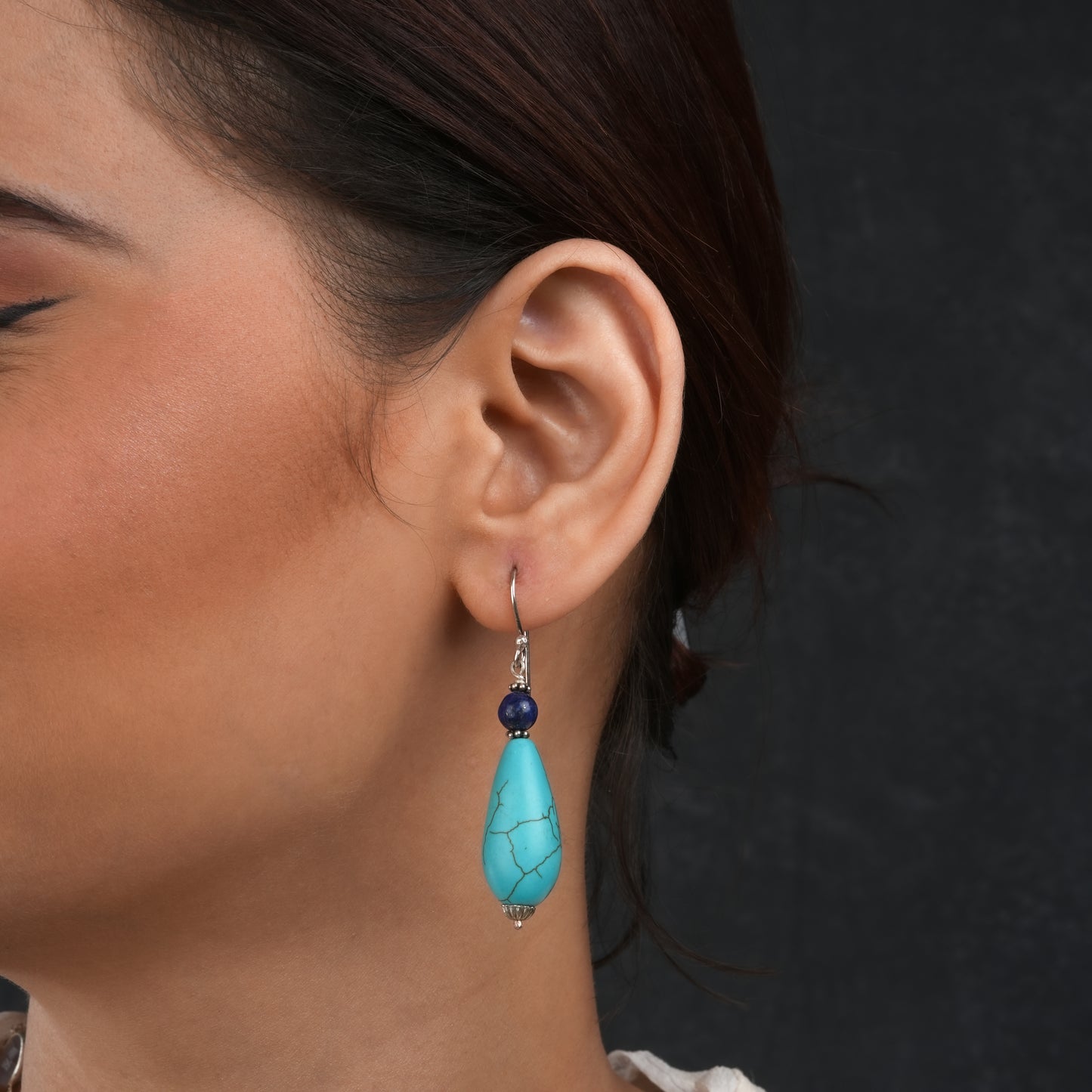 Turquoise Lapis Silver Drops