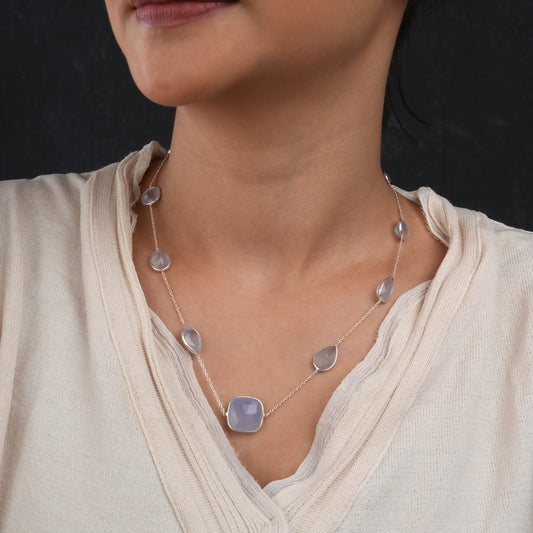 Silver Chalecdony Delicate Necklace