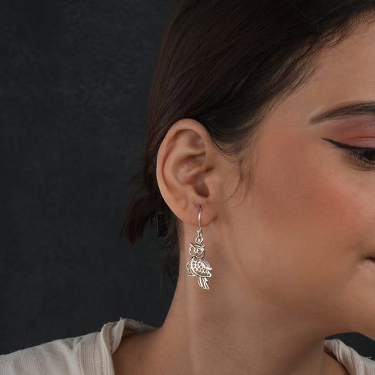 Cute Owl Silver Earrings