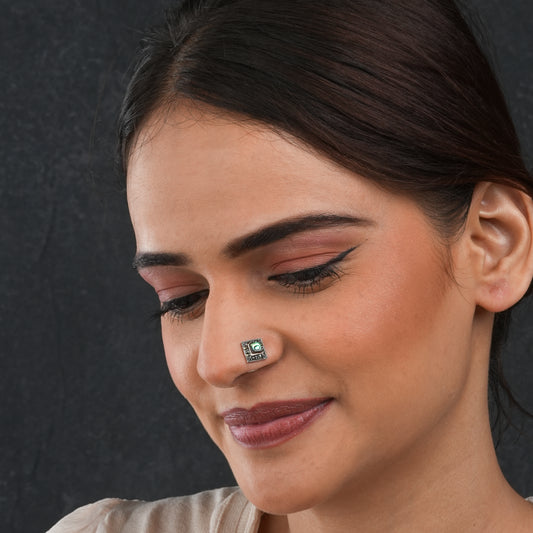 Abalone Marcasite Silver Nose Pin