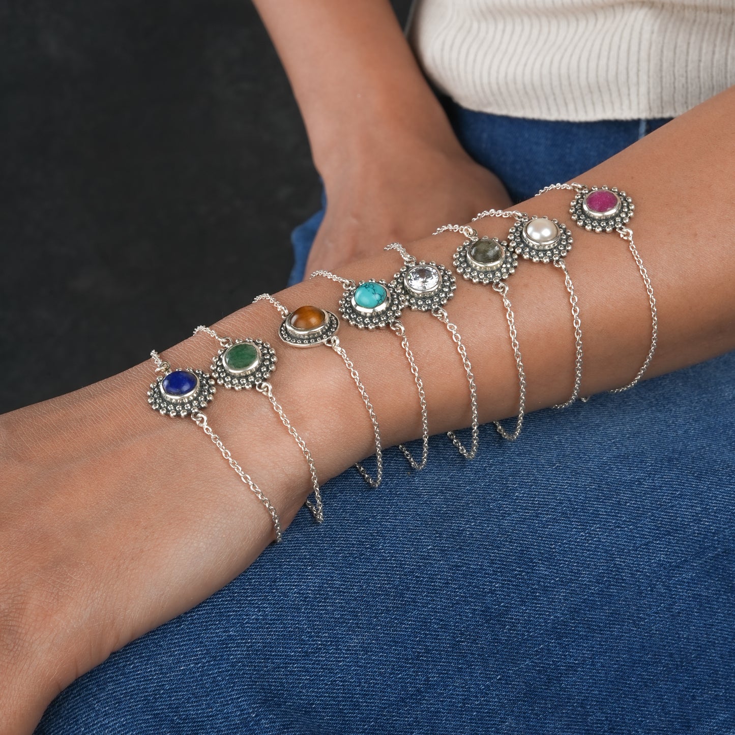Dainty Lapis Lazuli Silver Bracelet