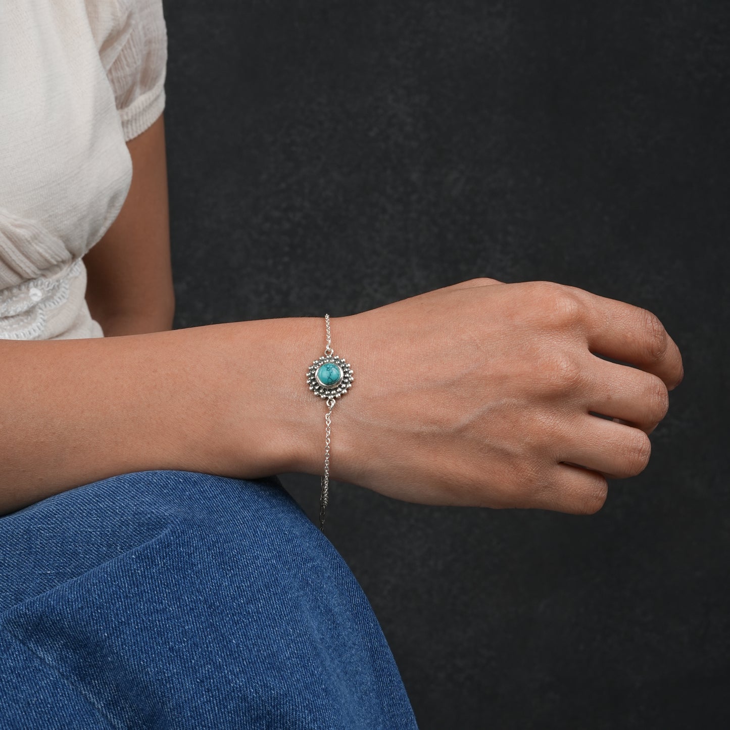 Dainty Turquoise Silver Bracelet