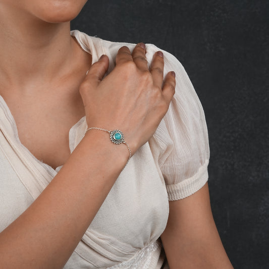 Dainty Turquoise Silver Bracelet