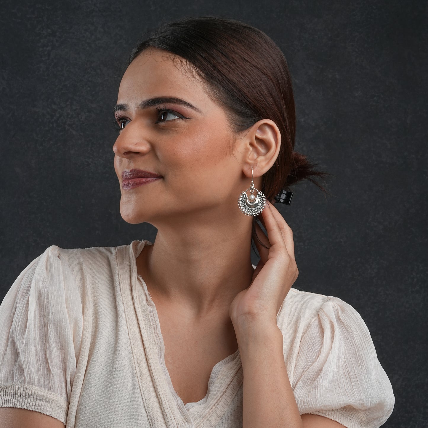 Pearl 925 Silver Mandala Earrings