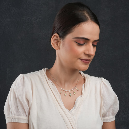 Peridot Drops Silver Necklace