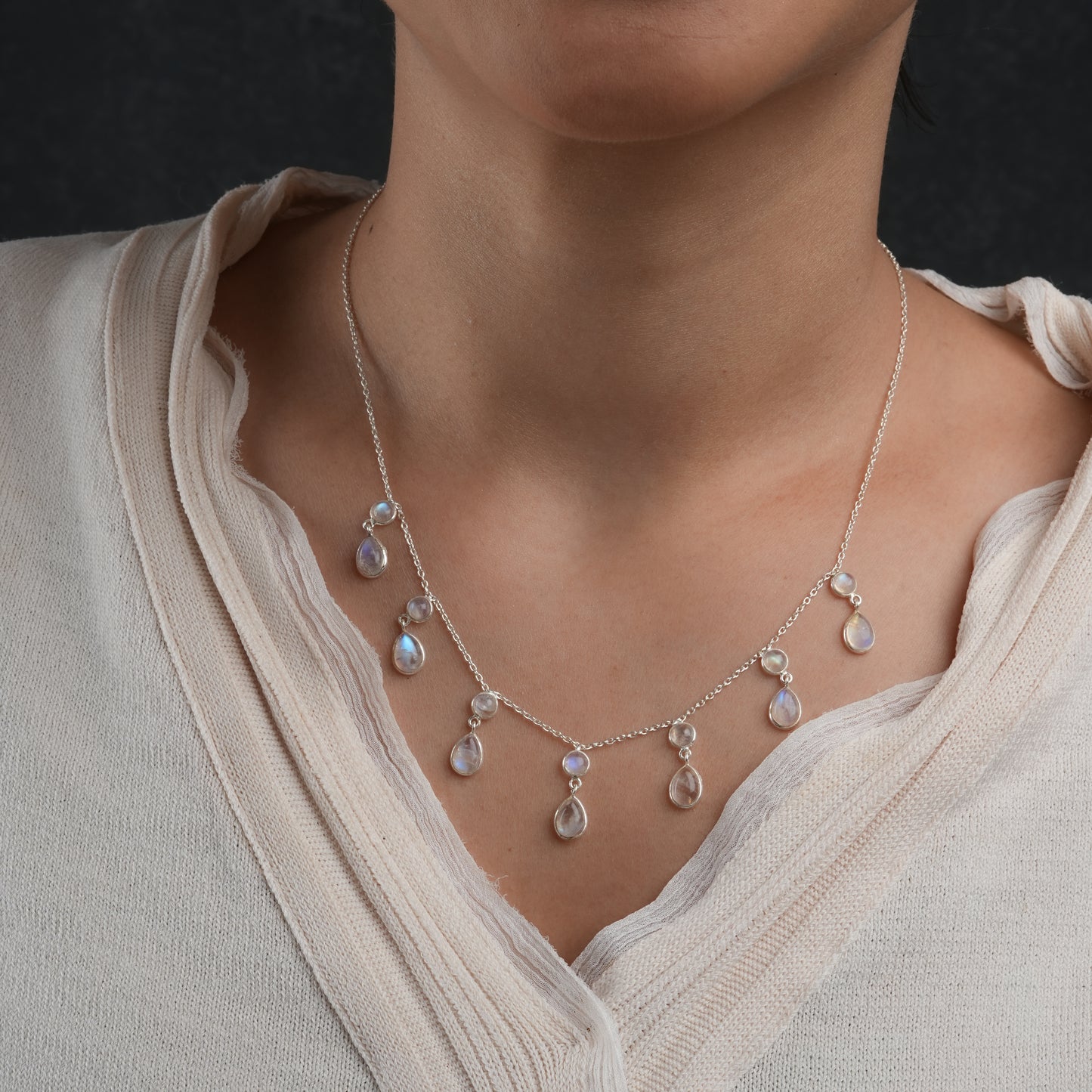 Pristine Moonstone Silver Necklace