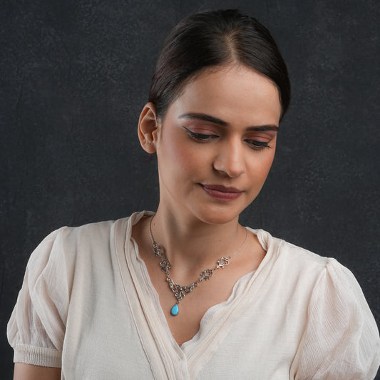 Mystic Oasis Silver Turquoise Necklace