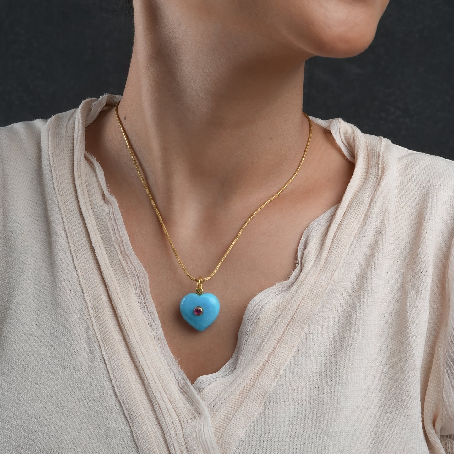 Evil Eye Turquoise Heart Pendant