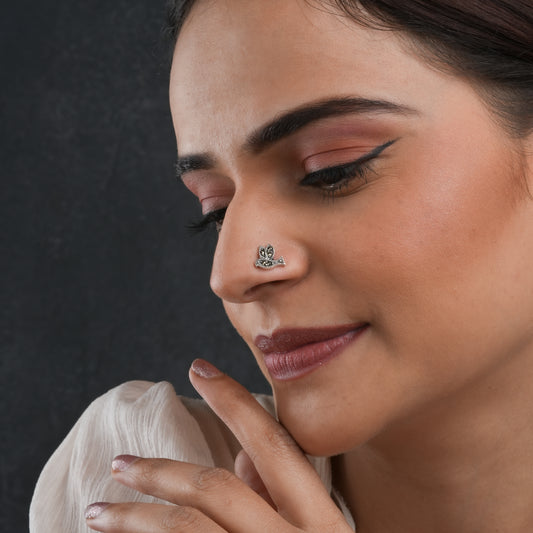 Flying Bird Marcasite Silver Nosepin