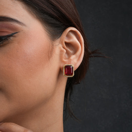Ruby And Zircon Studs
