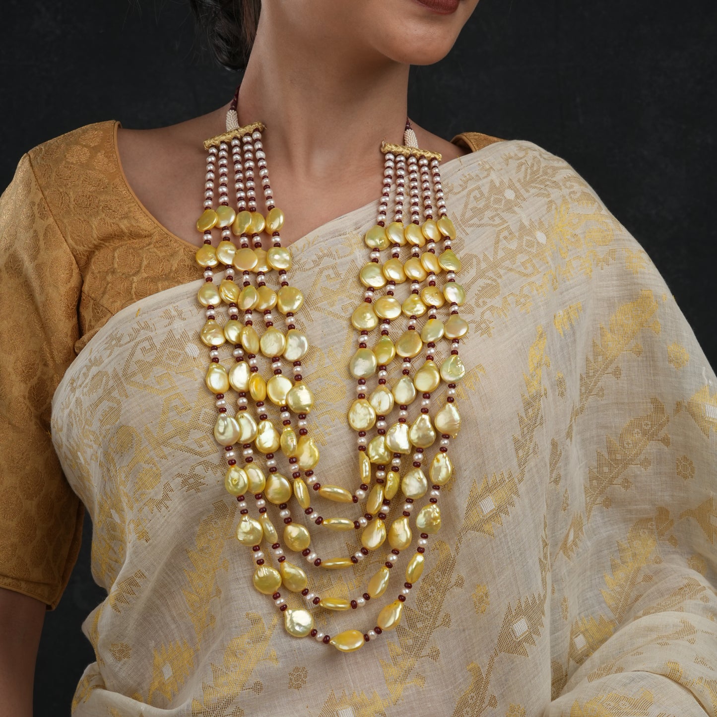 Tinge-of-Gold Pearls Necklace