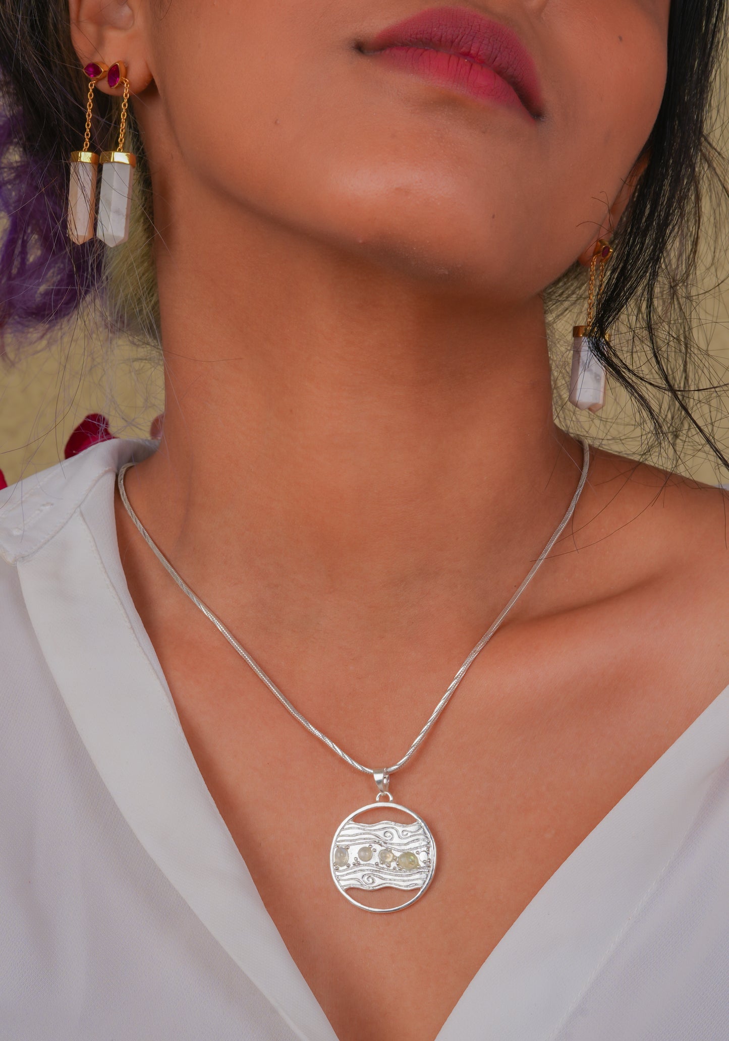 Healing Chakra Water Element Silver Pendant
