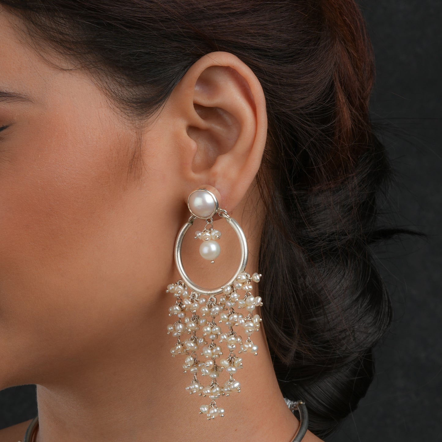 Cascading Pearls Freshwater Pearls Silver Necklace Set
