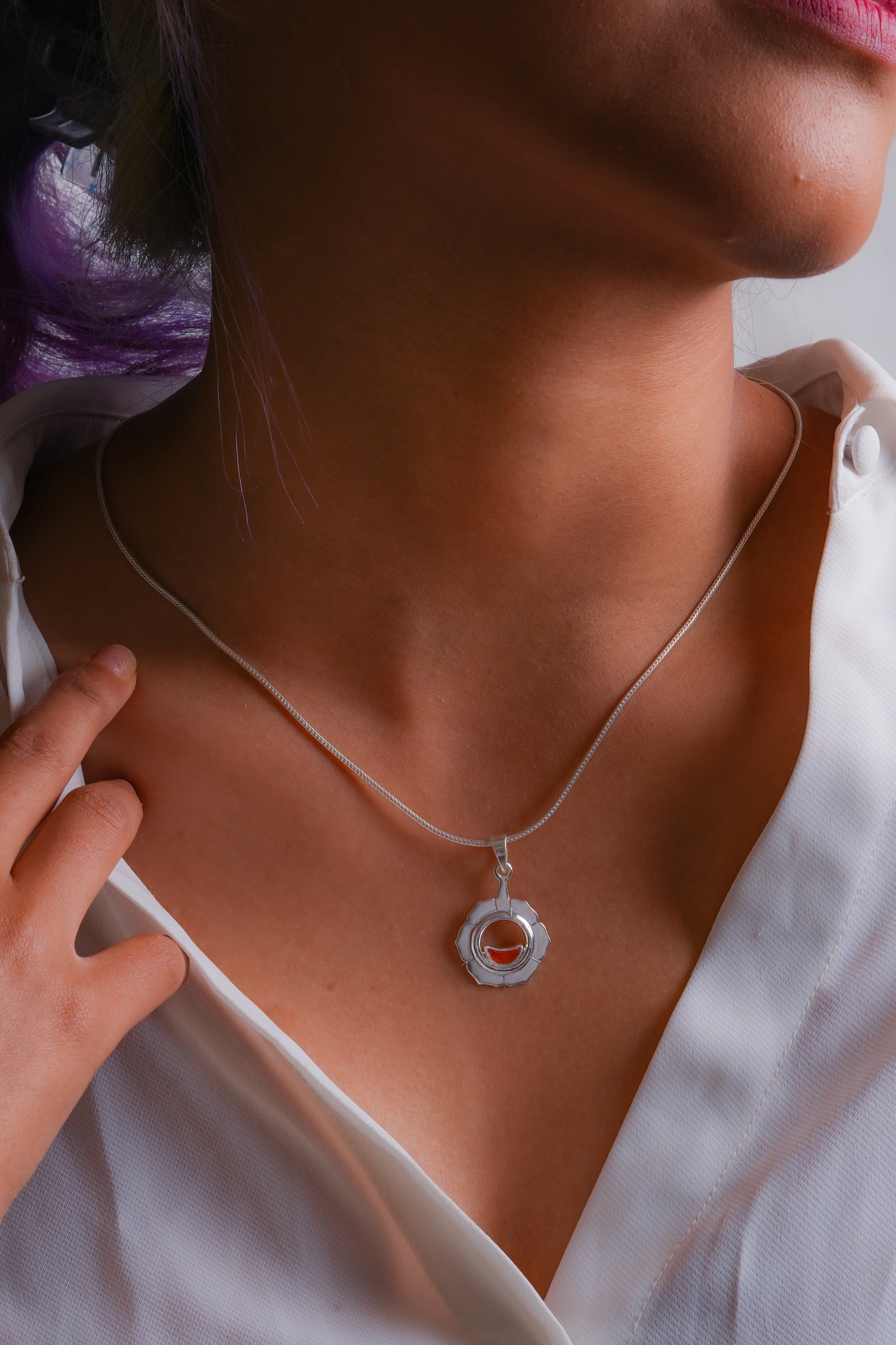 Healing Sacral Chakra Silver Pendant(Swadhishthana Chakra)