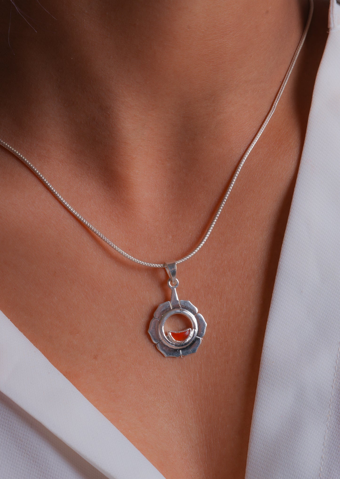 Healing Sacral Chakra Silver Pendant(Swadhishthana Chakra)