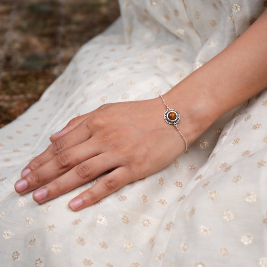 Dainty Tiger Stone Silver Bracelet