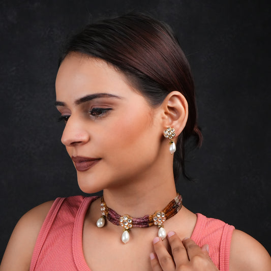 Totapari Kundan Tourmaline Choker Set