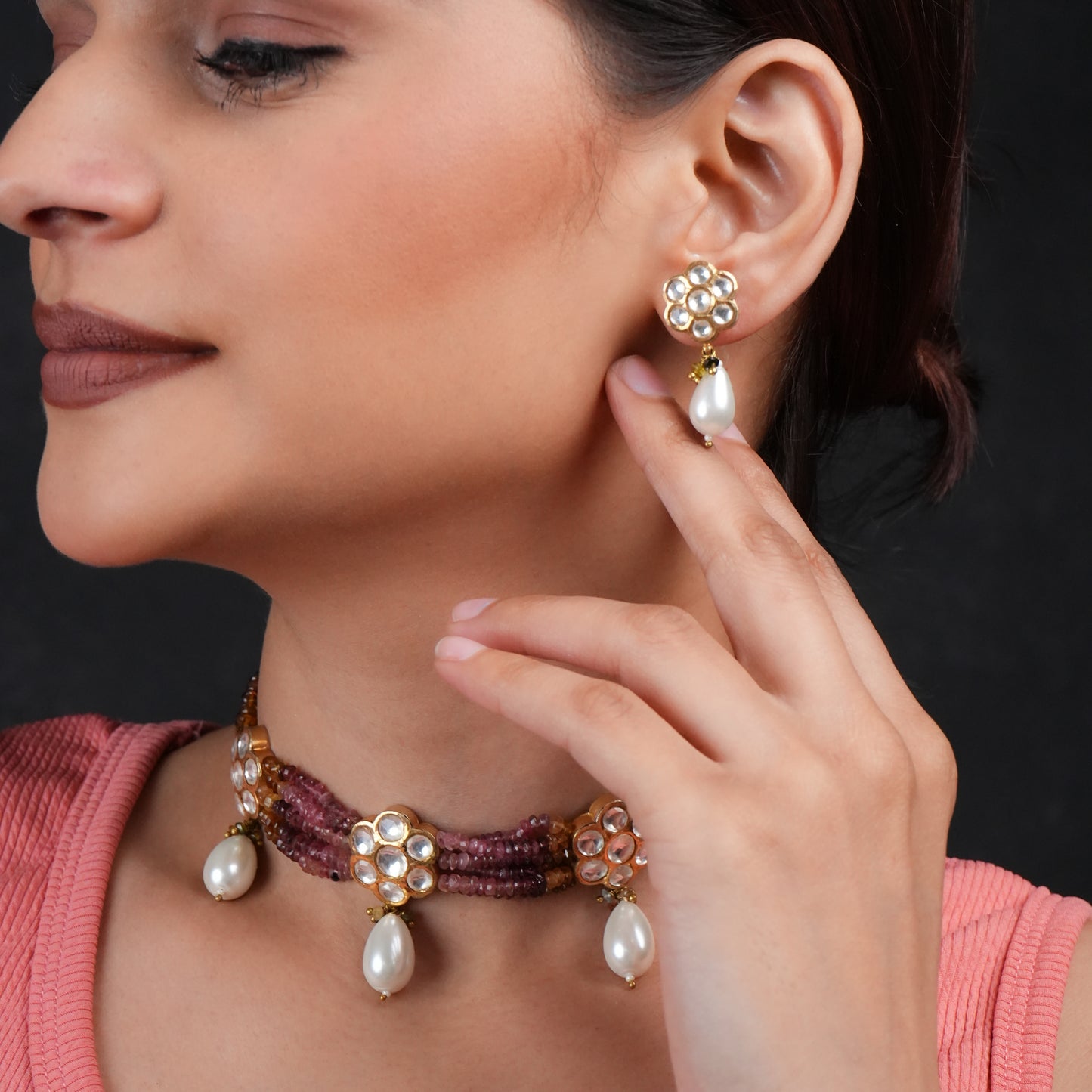 Totapari Kundan Tourmaline Choker Set