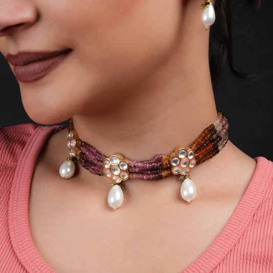 Totapari Kundan Tourmaline Choker Set