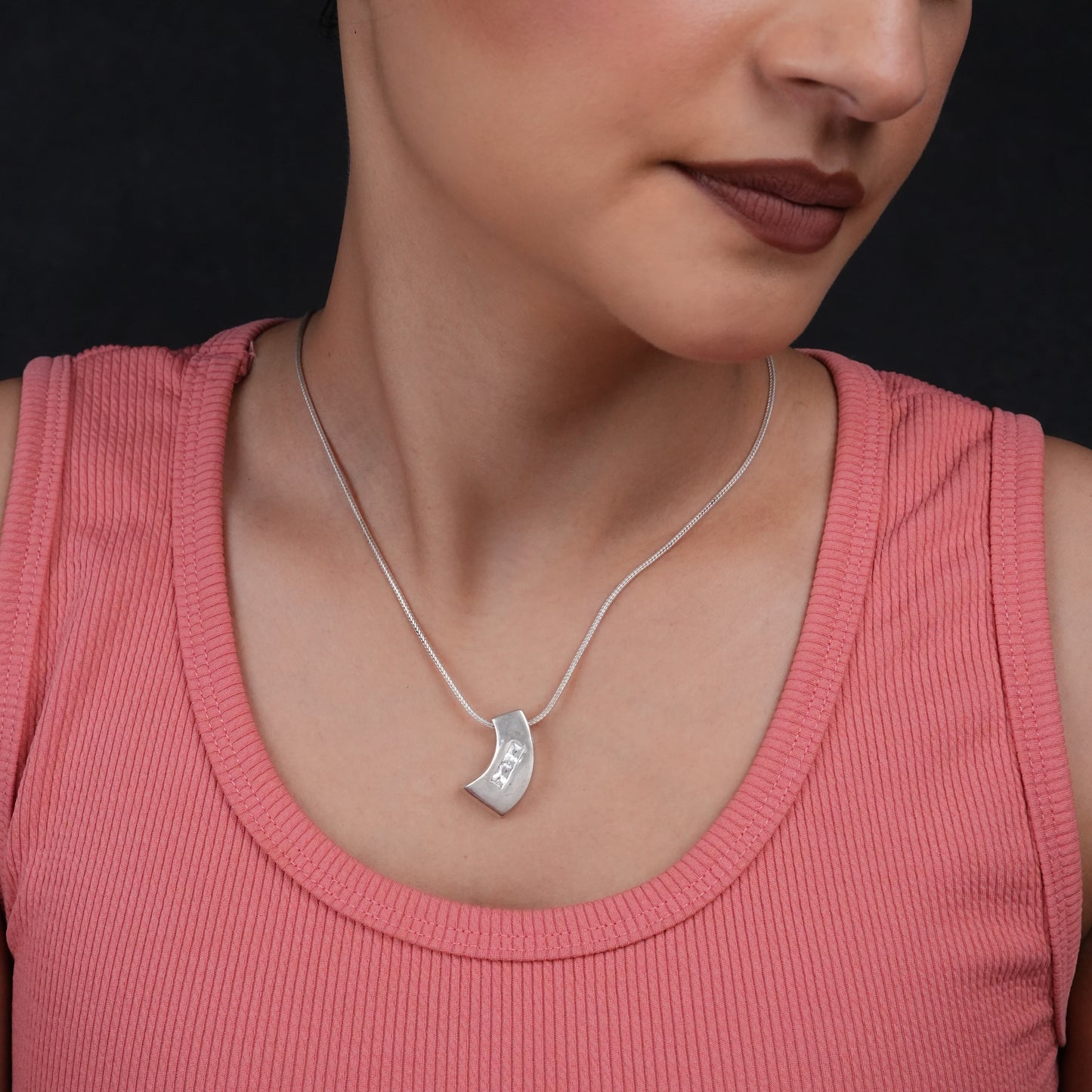 Z Wave Silver Zircon Pendant