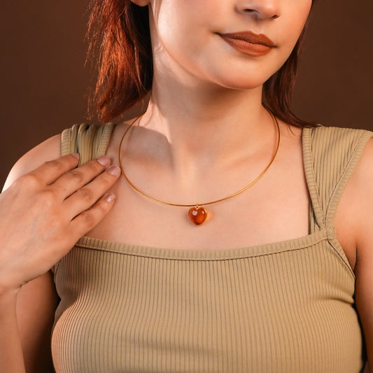 Citrine Heart Gold Plated Silver Hasli