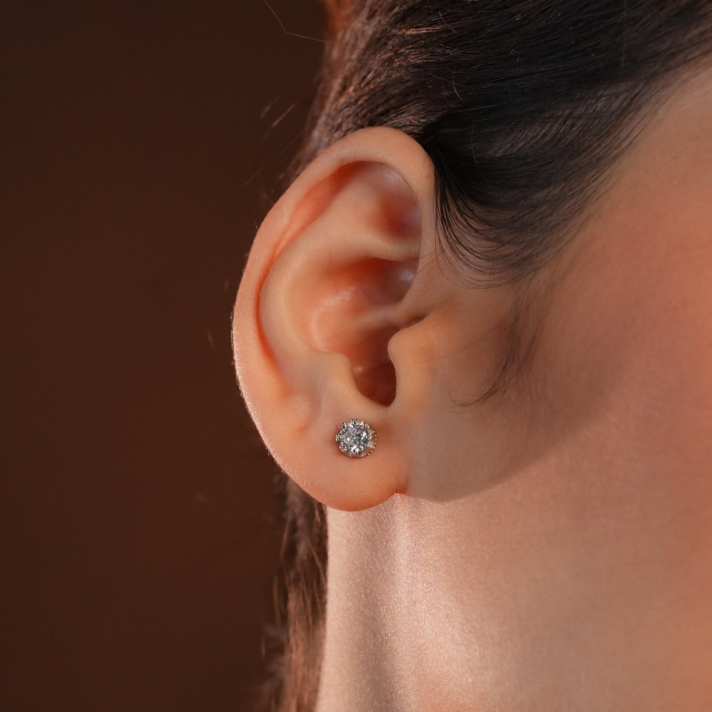 Round Zircon Solitaire Silver Studs(5mm)