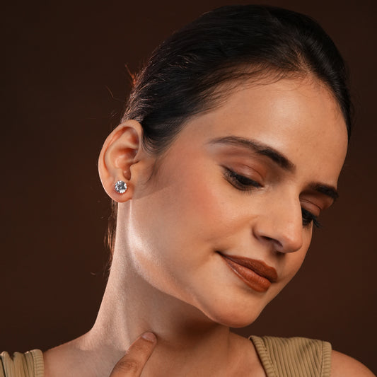 Pronged 8mm Zirconia Solitaire Rose Gold Plated Silver Studs