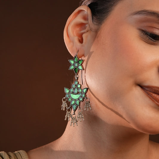Madhu Chandrika Hara Sheesha Silver Earrings