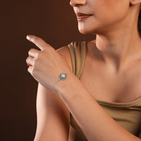 Dainty Larimar Silver Bracelet