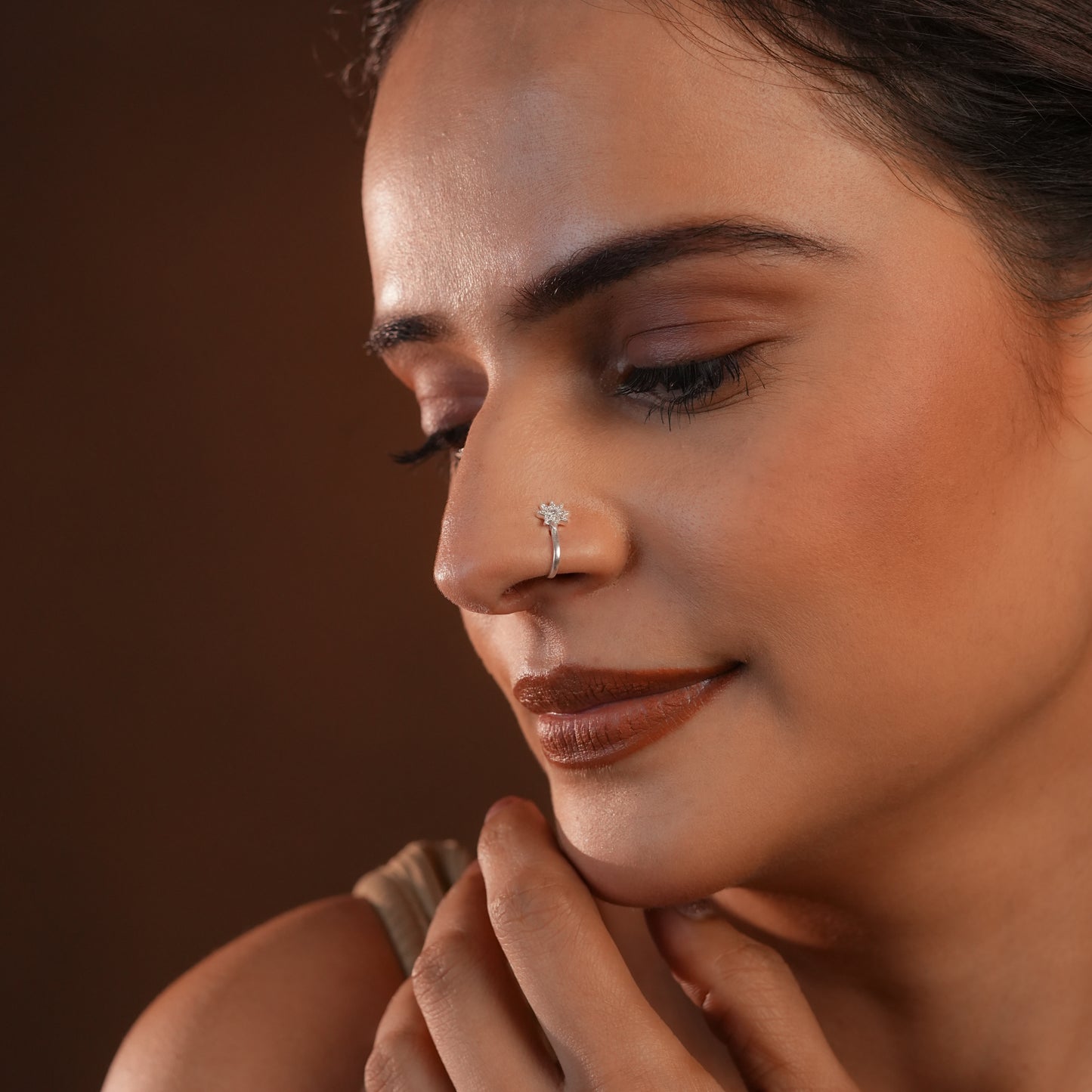 Silver Twinkle Star Clip on Nose Pin