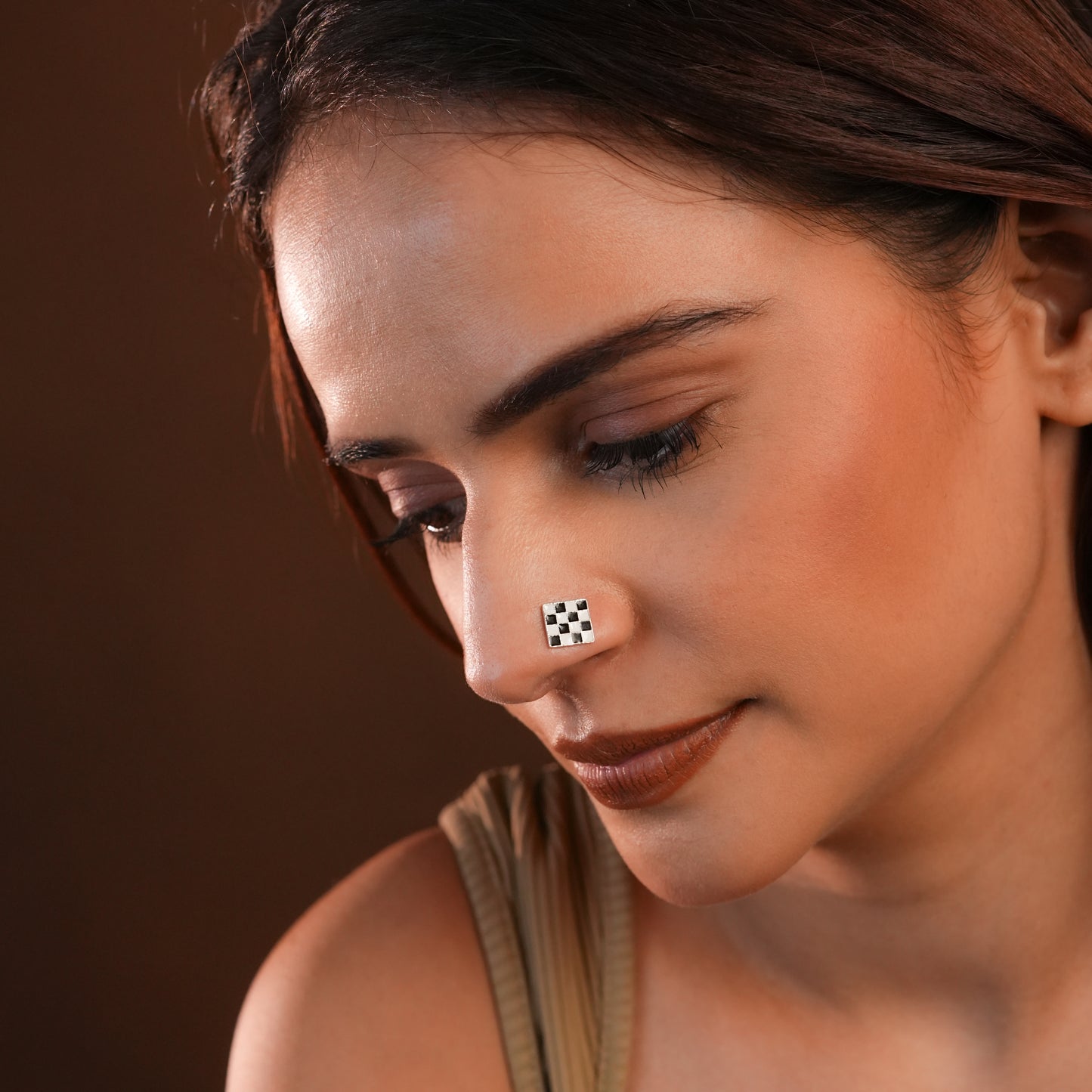 Checkmate Charm Silver Nose Pin