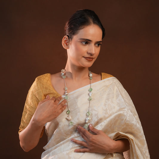 Green Flourite And Silver Necklace