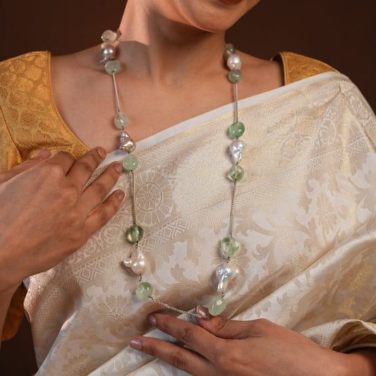 Green Flourite And Silver Necklace