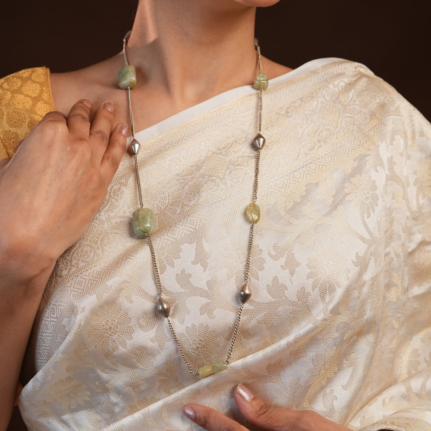 Green Onyx Silver Necklace