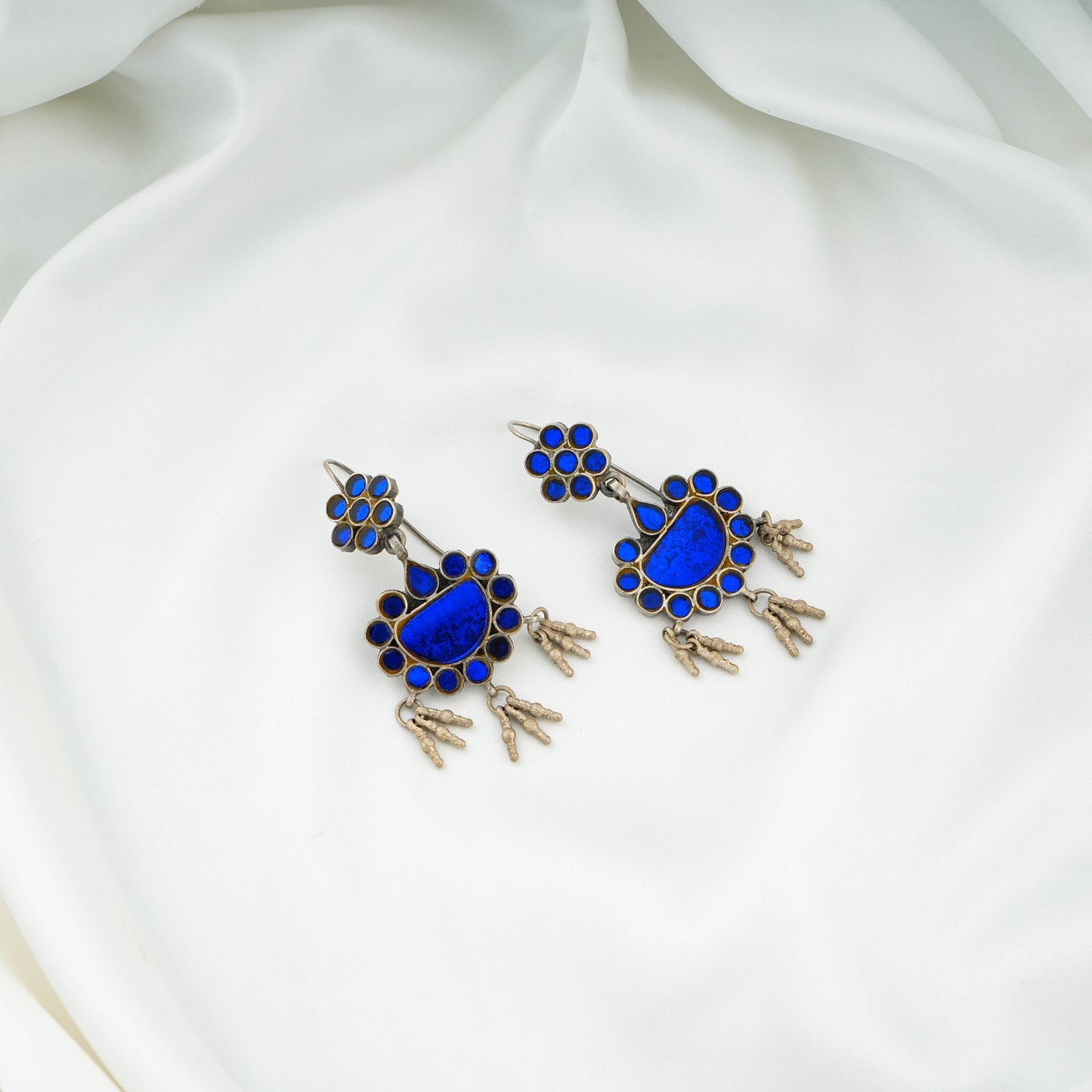 Madhu Chandrika Chandani Silver Mirror Earrings