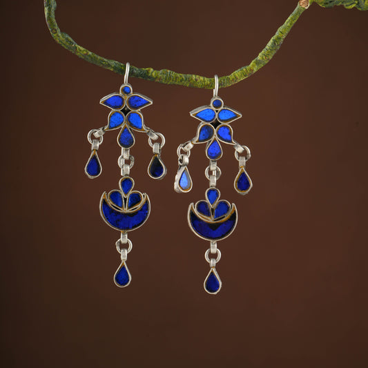 Madhu Chandrika Sapphire Night Silver Earrings