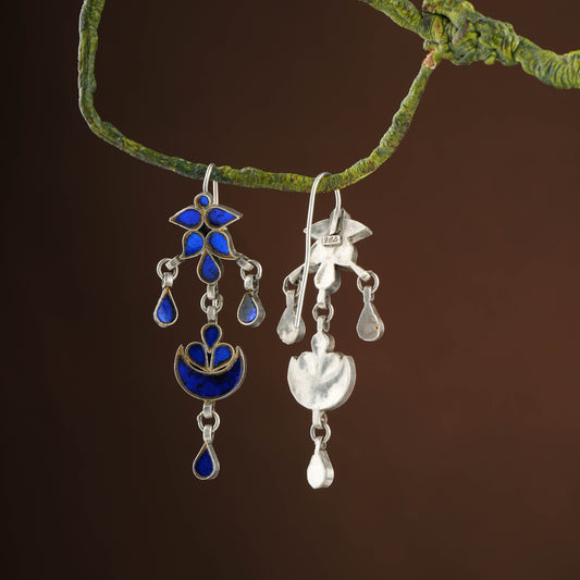 Madhu Chandrika Sapphire Night Silver Earrings