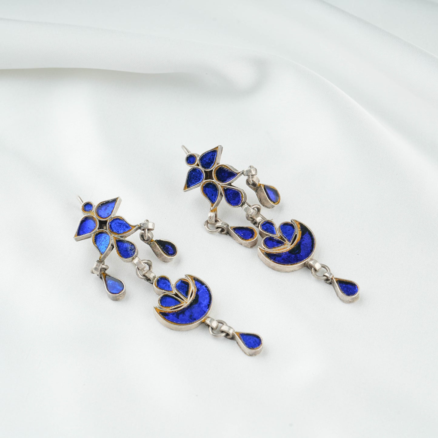 Madhu Chandrika Sapphire Night Silver Earrings