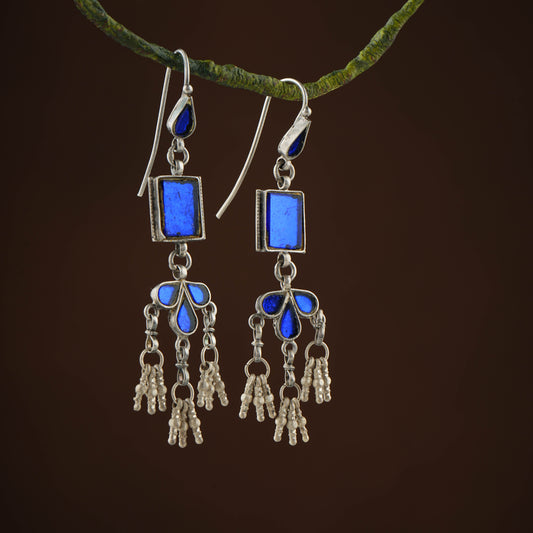 Madhu Chandrika Mayuri Silver Mirror Earrings